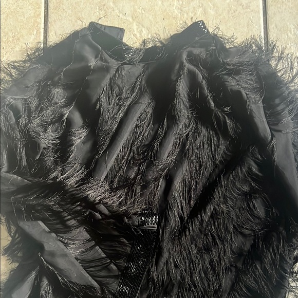 Black Cocktail Skirt with Feathered Texture - Picture 3 of 7